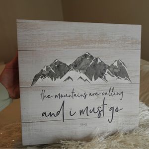 10x10 Canvas Mountain Wood Style Art for Home Decor | Wall or Tabletop Decor